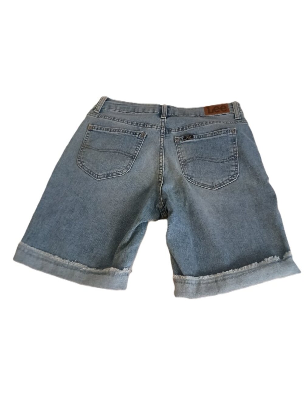 Lee Bermuda Mid-Rise Shorts Light Blue Frayed Hem NWT Women’s 8 - Picture 3 of 16